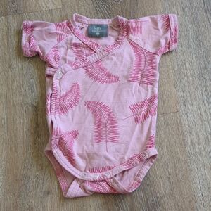 Kate Quinn Organic Cotton Pink Fern Pattern Kimono Bodysuit 0-3M